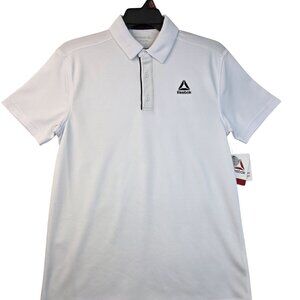 Reebok Polo Shirt S Short Sleeve Stark White Moisture Wicking Lightweight Casual